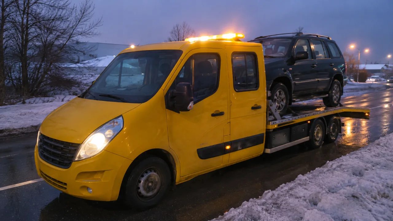 SUV na lawecie nocą – dowóz paliwa Otwock